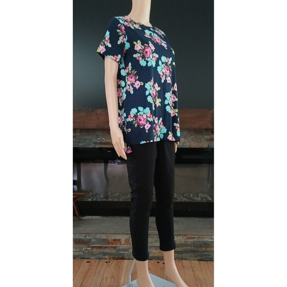 NEW Women's Top Floral Tropical Beachy Boho Medium Casual Short Sleeve Shirt - Picture 4 of 8